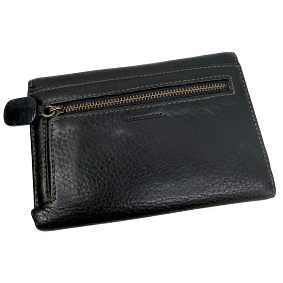FOSSIL Black Genuine Leather Embossed Logo Trifold Wallet - Picture 2 of 15